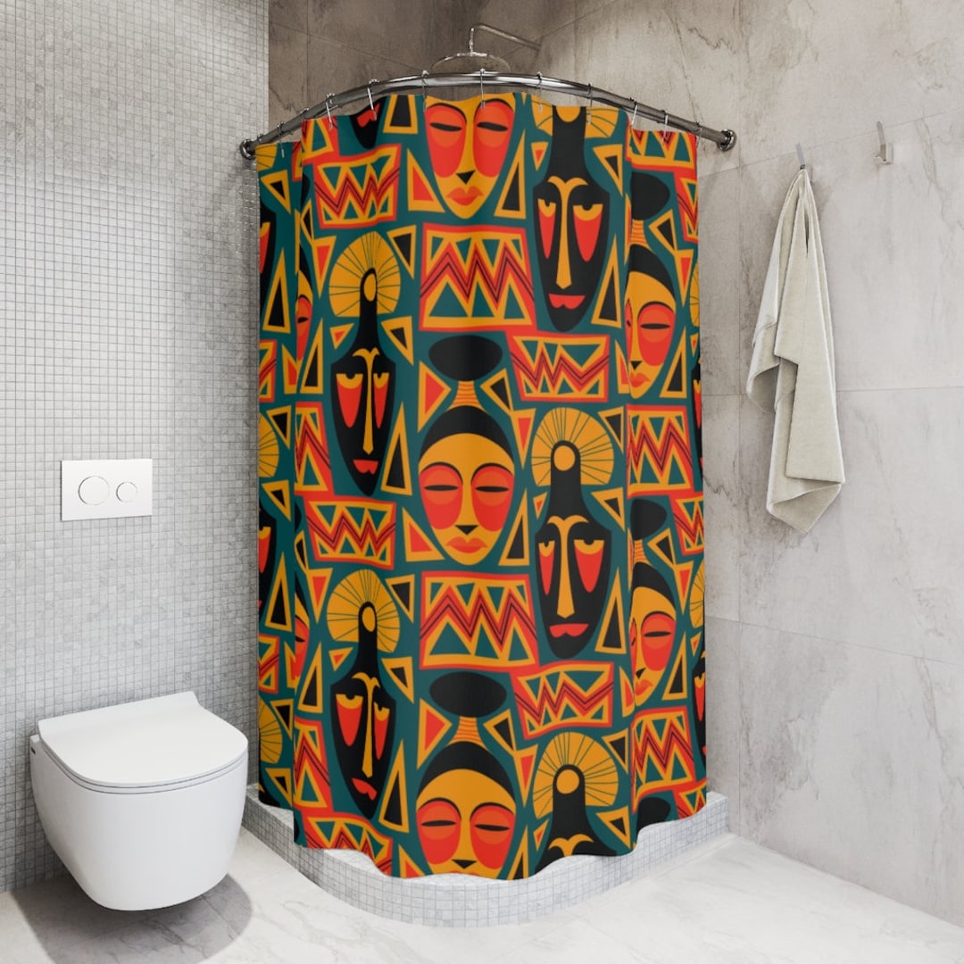 Afrocentric Shower Curtain African American Home Decor Bathtub Curtain House Warming Gift