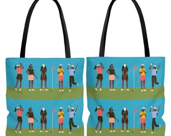 Golf Bag - Black Golfers - African American Tote Bags - Golf Gifts for Women - Personalized Golf Accessories - Black Art