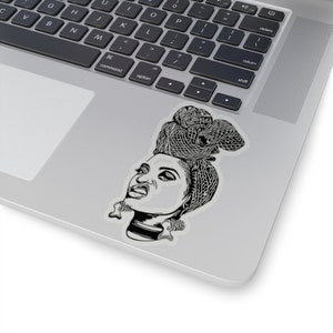 Attitude Kiss-Cut Sticker - Black Girl Art - Afrocentric Headwrap - Laptop Decal - African American Stickers - Gift for Black Woman