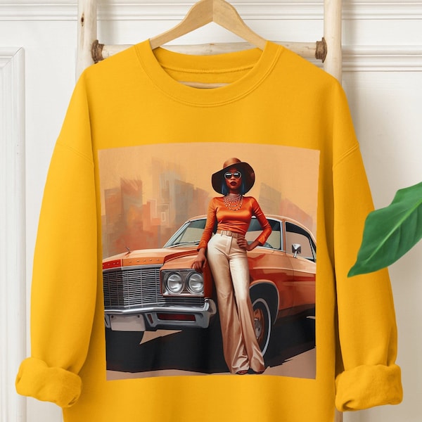 Classic Woman Sweatshirt - 1970s Vintage Vibe - African American - Adult Unisex - Black Girl Cool - Afrocentric Top - Magical Melanin