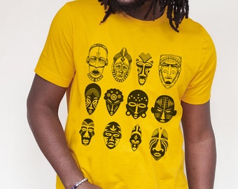 African Masks Shirt - Afrocentric Tees - African American Tops - Gift for Black - African Pride - Black Power - Black Culture