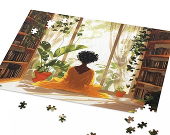 Schwarze Frau Puzzle: Afro Art, Pflanzen, Ruhige Szene