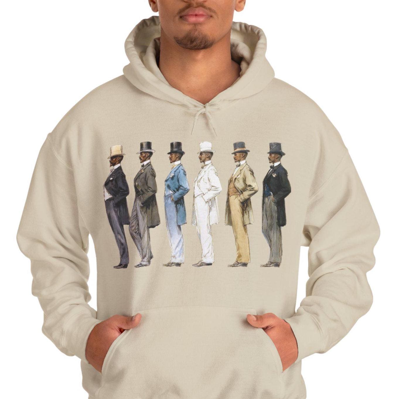 Black Men in Vintage Formalwear Hoodie American Fashion History Hooded Sweatshirt