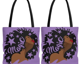 Black Woman Magic Tote Bag - Black Girl Magic - African American Bags - Afro Art - Natural Hair - Black Owned - Gifts for Black Women