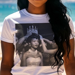 Black Beauty Queen Shirt - Miss African American Tee - Pageant Winner - Old School Vibe - Vintage Photo - Crowned Woman