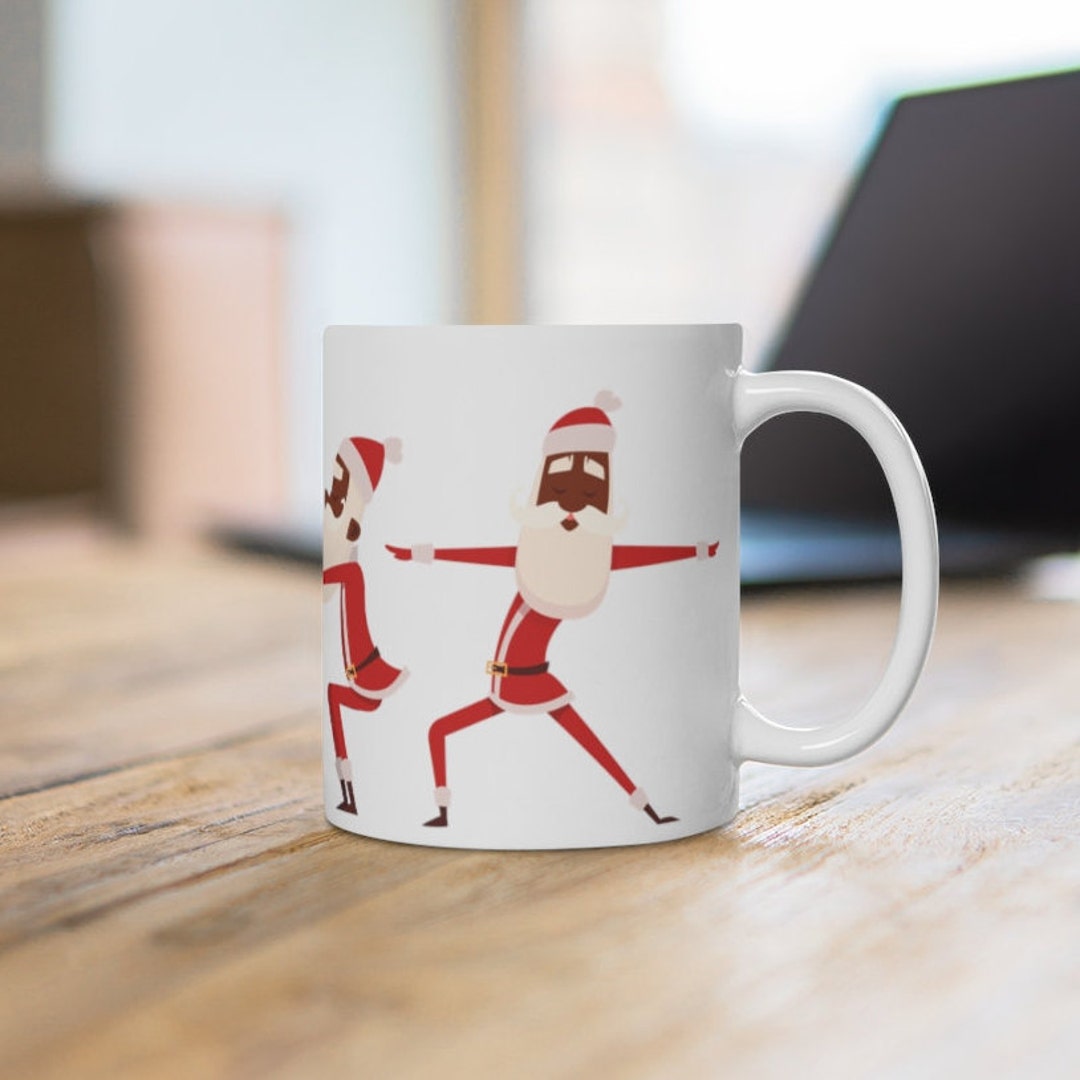 Black Santa Yoga Mug African American Christmas Holiday Seasonal Mug Gift  for Yogi Black Owned Workout Fitness -  Norway