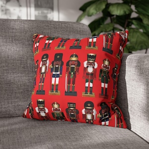 Black Nutcrackers Throw Pillow: Afro Christmas Holiday Home Decor