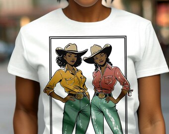 Black Cowgirls Shirt - Wild West Girls - Rodeo Style - African American - Southern Women - Southwest Life - Adult Unisex - Short Sleeve Crew