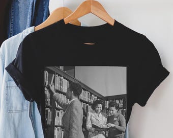 Black Library Patrons T-Shirt | Brown Book Lover History Tee