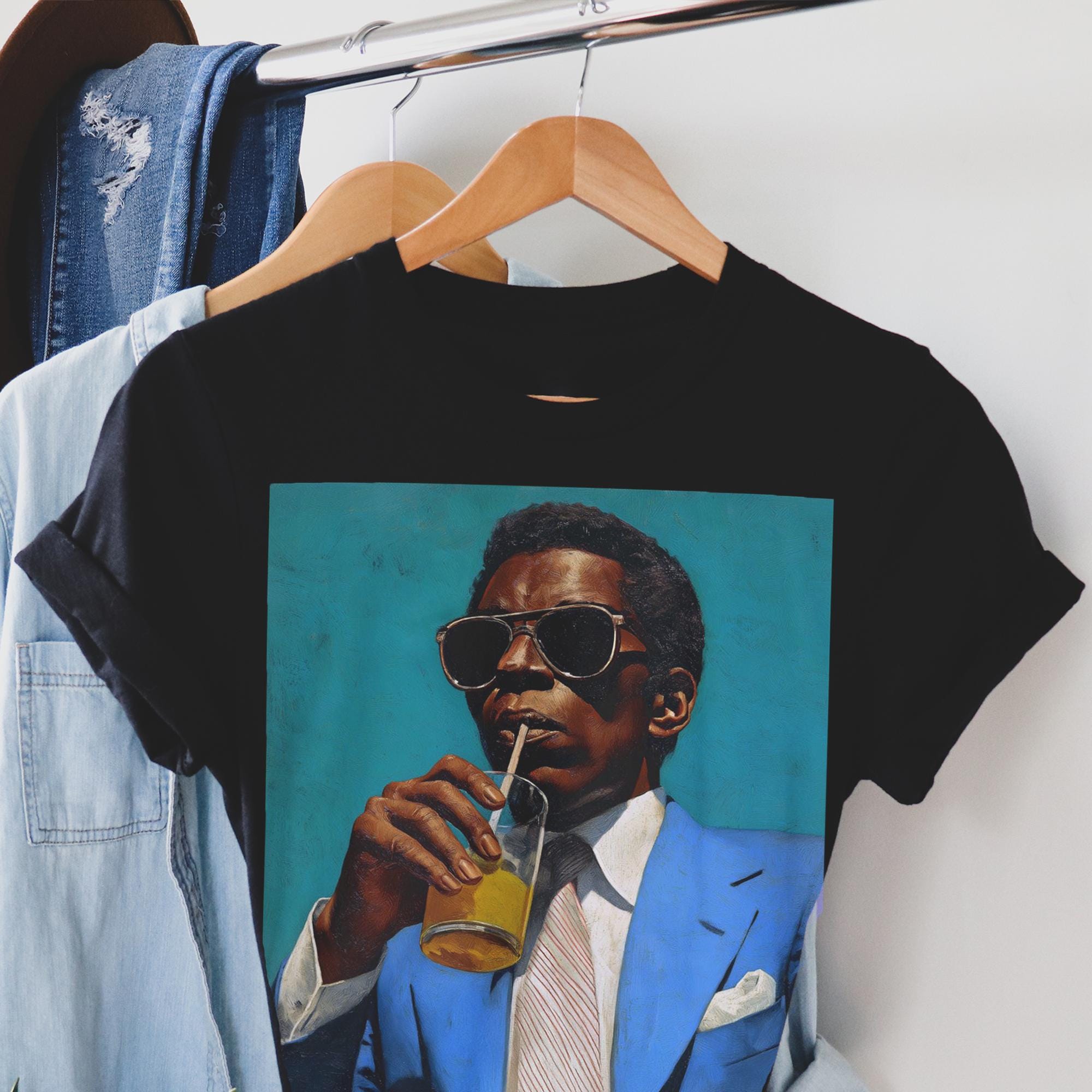 Black Man Portrait Tee: Vintage Style Melanin King - The Trini Gee