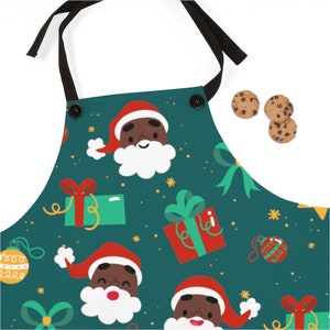 Santa Claus Apron - Christmas Holiday - African American - Black Santa