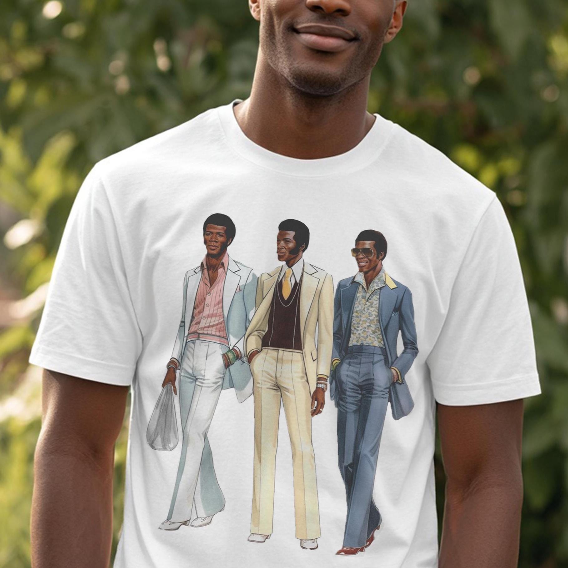 70年代ヴィンテージファッションイラストTシャツ - ソウルパワー