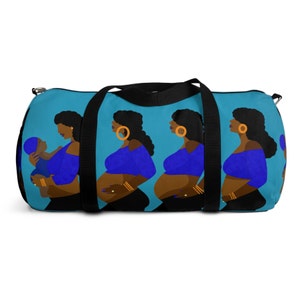 Pregnancy Stages Duffel Bag - Hospital Bag - African American Travel Bags - Motherhood - Black Woman - Maternity Bag - Baby Shower Gift