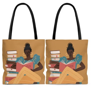 Black Girl Reading Tote Bag - African American - Bookish Gifts - Black Writers - Gift for Reader