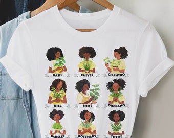 Herb Lover Tee with Black Women: Afro Herbalist Unisex Tee