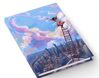 Afro Woman on Ladder to Sky Journal | Surreal Fantasy Magic Notebook
