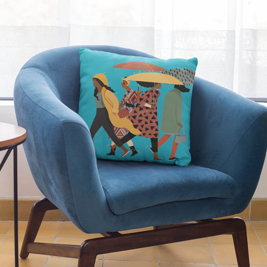 Rainy Day Pillow Black Women Art African American Pillows Etsy