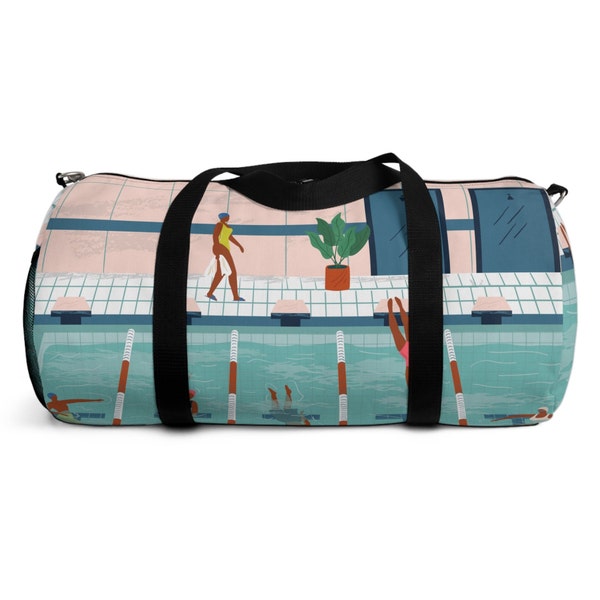 Swimming Pool Duffel Bag - African American - Black Women Swim - Brown Skin People - Health Wellness Bag - Backstroke Butterfly Sidestroke