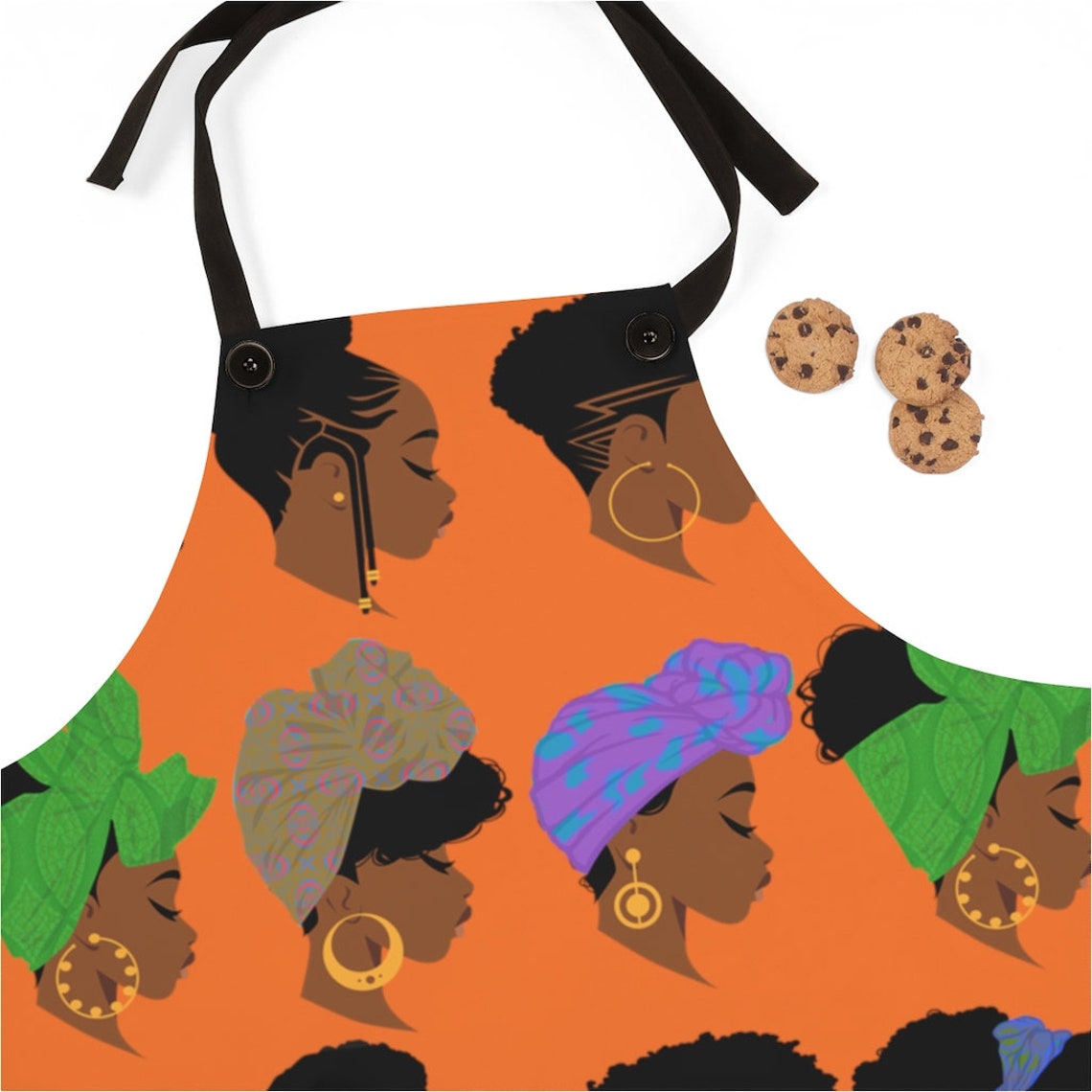 Headwrap Woman Apron African American Aprons Natural Hair Etsy