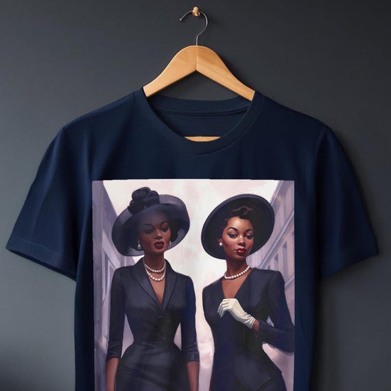 Vintage Style Black Ladies Shirt: Sophisticated African American Tee