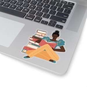 Girl Reading Book Sticker - Gift for Readers - African American Stickers - Bookish Gifts - Laptop Decal - Planner Sticker