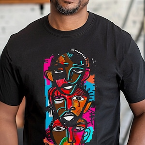Abstract Men Shirt - Brown Skin - Afrocentric Art - Graffiti Style - Adult Unisex - Gift for Him - African American Tops