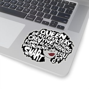 Afro Queen Sticker - Black Pride - Kiss-Cut Stickers - African American Sticker - Black Woman Art - Black Girls - Natural Hair