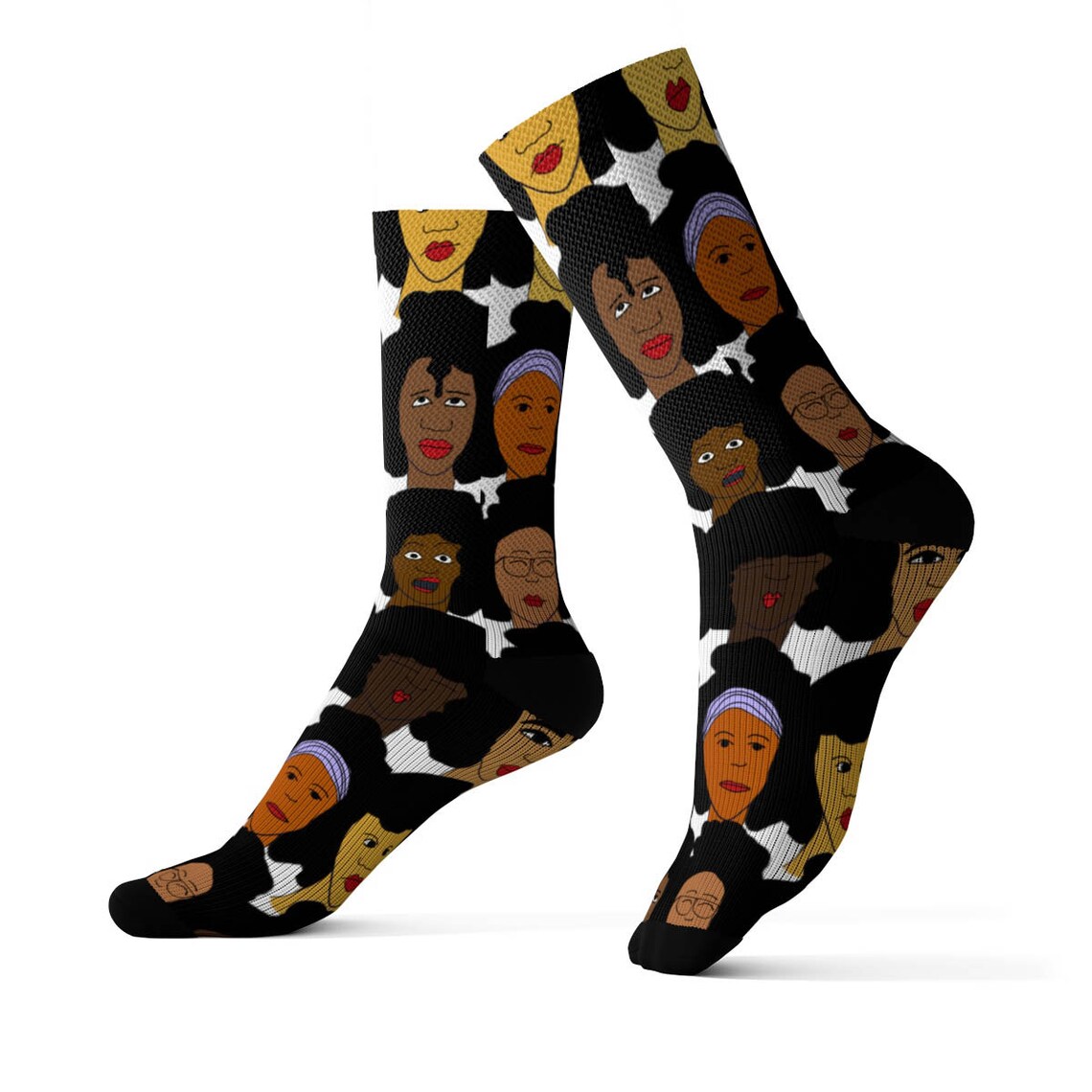 Afro Girls Socks Natural Hair Black Woman Art African | Etsy