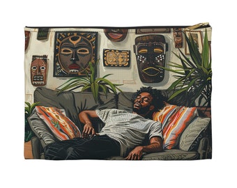 Black Man Relax Beutel – Brother Resting – Afrozentrische Tasche – Reiseaccessoire – Afroamerikaner – Melanin Life