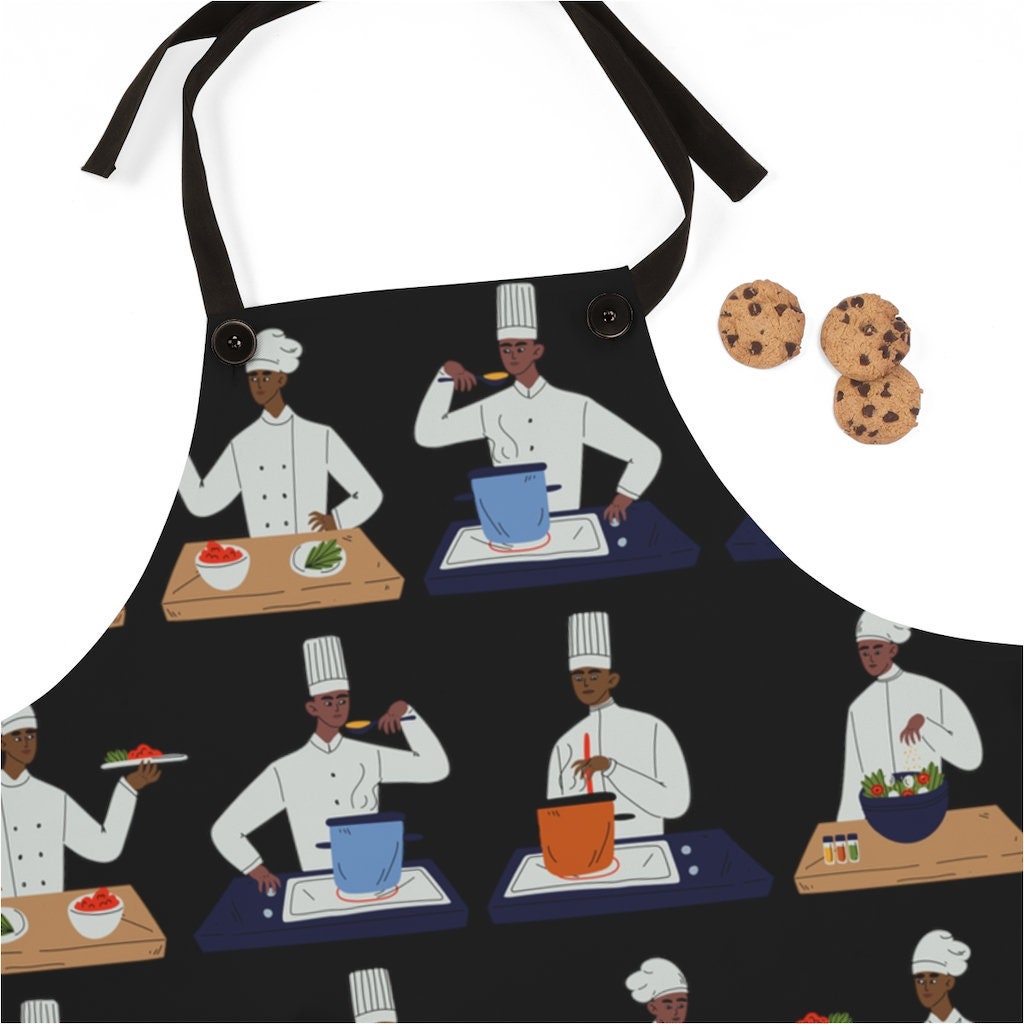 Black Chef Apron African American Aprons Black Men Cook Etsy