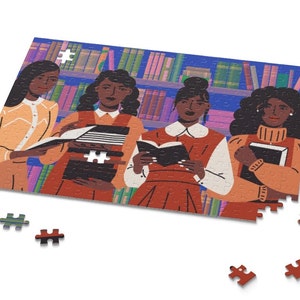 Brown Girls Read Puzzle African American Black Educators Bookish Gifts Young Gifted Minds Jigsaw Puzzles image 1