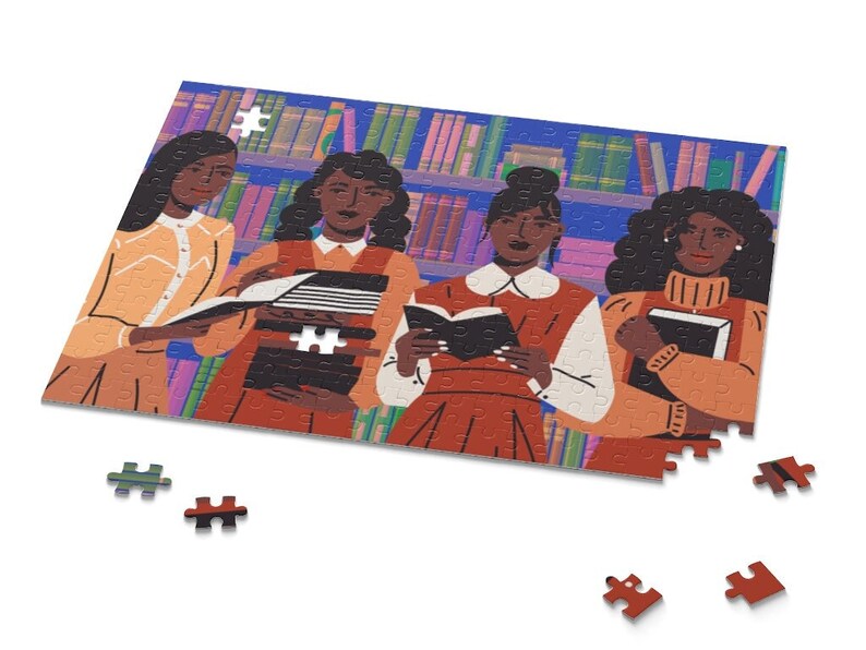 Brown Girls Read Puzzle African American Black Educators Bookish Gifts Young Gifted Minds Jigsaw Puzzles image 1