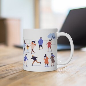 Black People Outdoors Mug - Winter Seasonal Cup - African American Gifts - Iceskating - Holiday Mug - Family Time - Christmas Kids