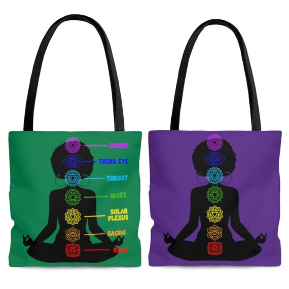 Afro Yoga Tote Bag Chakras Bag African American Totes Black Woman Yoga Black  Yogis Yoga Gift Yogi Bag Black Women Meditate 