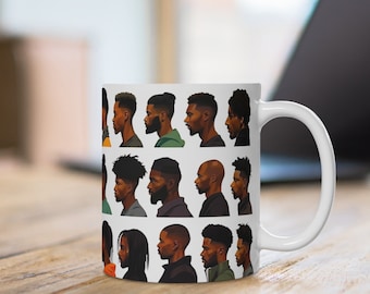 Black Men Haircuts Mug | Melanin & Grooming Barbershop Gift