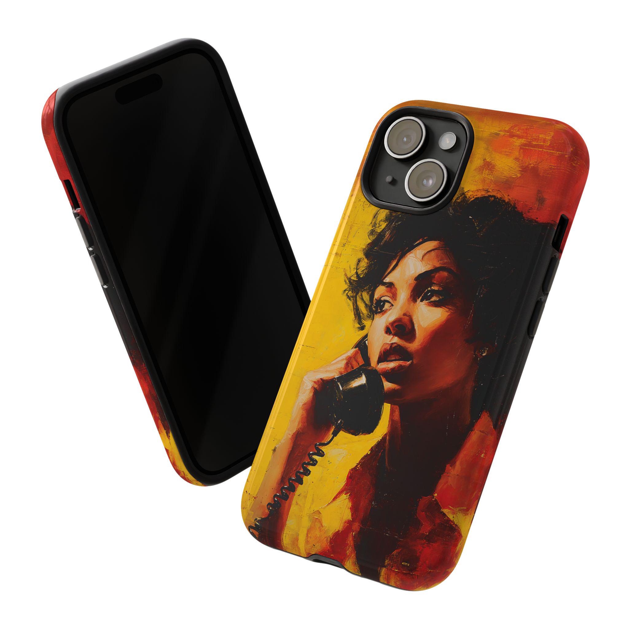 Pick up the Phone Case - Tyrone Calling - Retro Afro Woman - Land Line Life - Busy Signal - Telephone Company Style - Brown Girl Gossip
