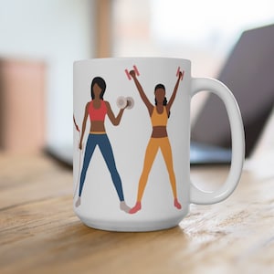 Black Women Workout Mug - Black Girl Fitness - African American Mugs - Personal Trainer - Black Health and Wellness