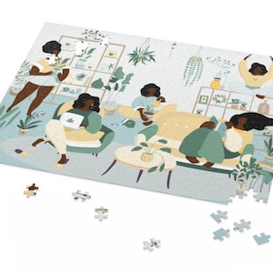 Plant Ladies Puzzle - African American Games - 500-Piece - Afro Art - Gift for Black - Plant Lover - Custom Puzzle - Black Women