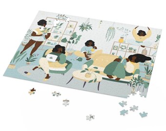 Plant Ladies Puzzle - African American Games - 500-Piece - Afro Art - Gift for Black - Plant Lover - Custom Puzzle - Black Women