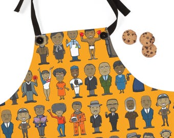 Black History Trailblazers Apron - Cultural Icons Pattern - Kitchen Gift - Black Excellence Cooking Wear - Legacy Inspired Chef Apron