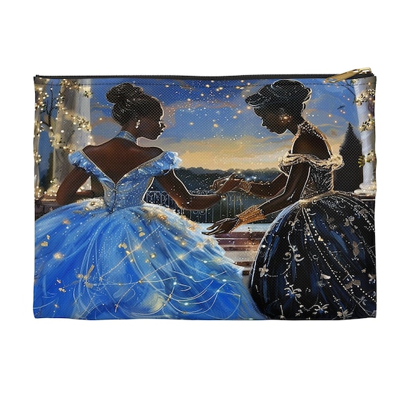 Afrocentric Cinderella Accessory Pouch: Melanin Magic Cosmetic Bag