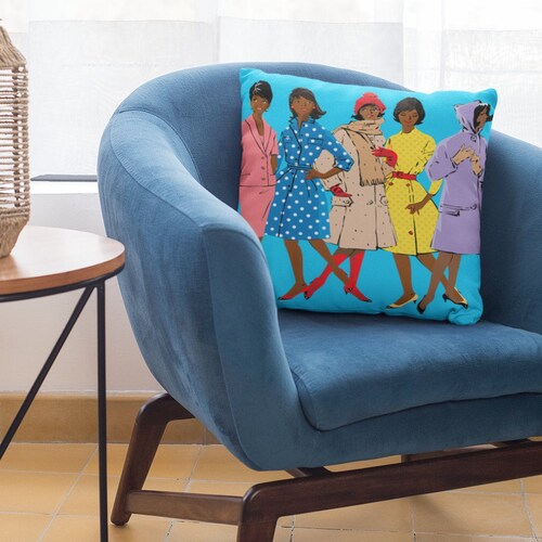Retro Women Square Pillow Black Fashionista African Etsy