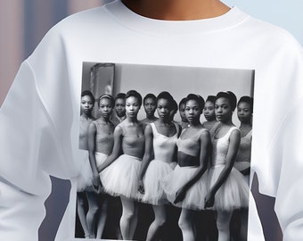 Black Ballerinas Sweatshirt - Ballet Teacher - African American - Retro Dancers - Vintage Style - Long Sleeve Crewneck - Brown Skin Dancers