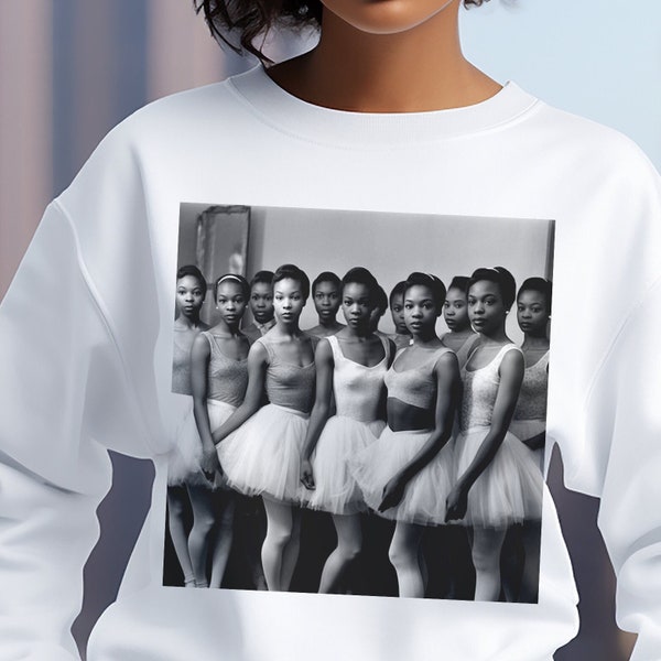 Black Ballerinas Sweatshirt - Ballet Teacher - African American - Retro Dancers - Vintage Style - Long Sleeve Crewneck - Brown Skin Dancers