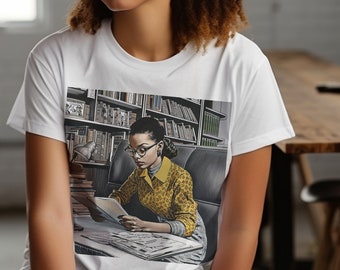Black Woman Scholar Shirt - African American - Minds Matter - Brown Skin Girl Illustration - Bookish Gift - Afro Librarian - HBCU Professor