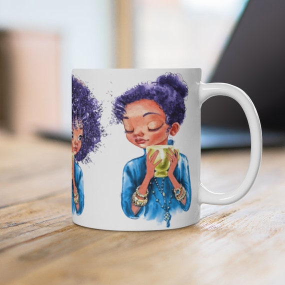 Afro Girls Coffee Mug - Black Girl Art, Natural Hair - Etsy