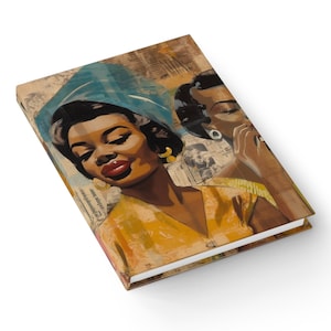 Black Woman Magazine Collage Style Journal - African American History - Vintage Women - Afrocentric Old School - Blank Book - Ruled Line