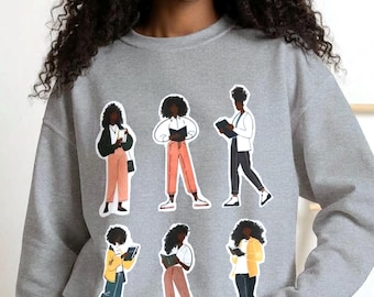 Afro Curly Book Club Sweatshirt | Bookish Black Women Reading Unisex Top