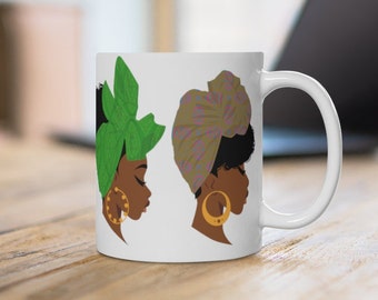 Headwraps Mug - African American Gifts - Black Women Matter - Natural Hair Journey - Afro Art - Black Girl Power - Black Woman Magic