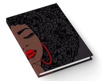 African American Journal - African Woman Notebook - Black Writing Journal - Natural Hair - Soul Afro - Black Girl Art - Gift for Black Woman